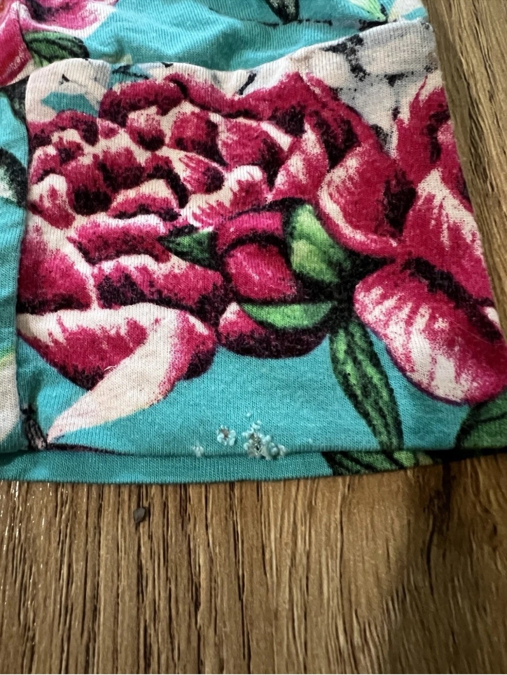 Posh Peanut Teal Floral Pajama Set with Pink Rose Print - Picture 3 of 7